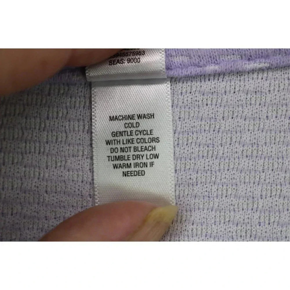 Pink K Women's Purple Full Zip Embroidered Pajama Gown-Medium-Pockets - Picture 9 of 11